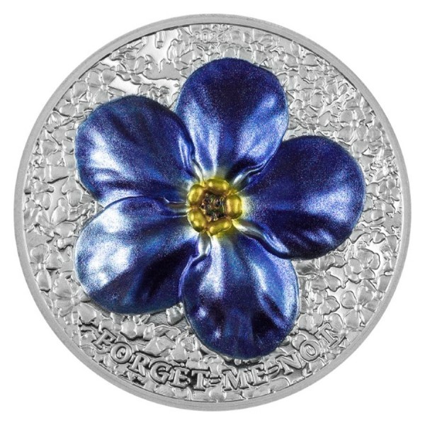 2023 2 oz $10 Palau Flowers - Forget Me Not Ultra High Relief 