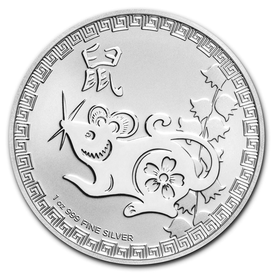 2020 1 oz $2 NZD Niue Lunar Silver Year of the Rat Coin BU 