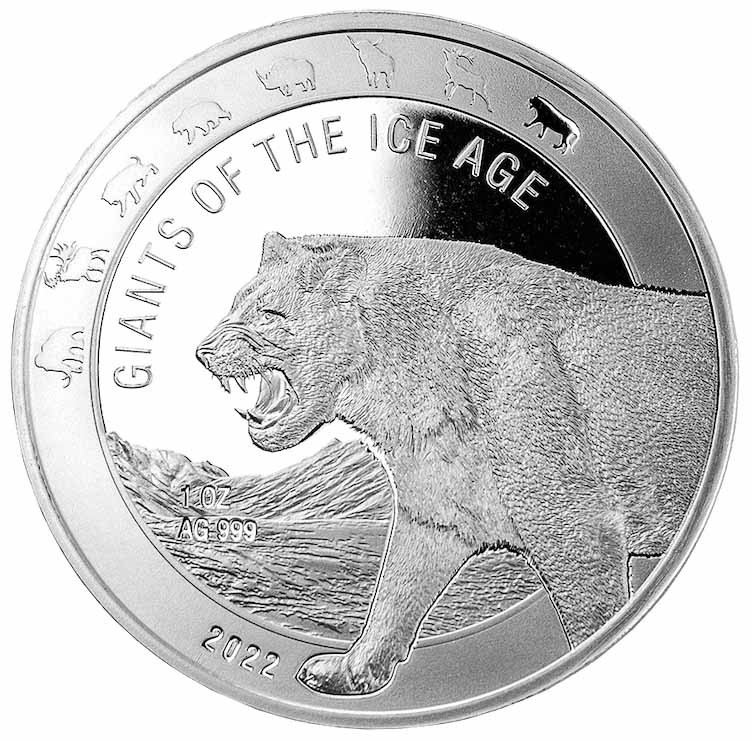 2022 1 oz Ghana Giants of the Ice Age Cave Lion Silver Coin BU in ...